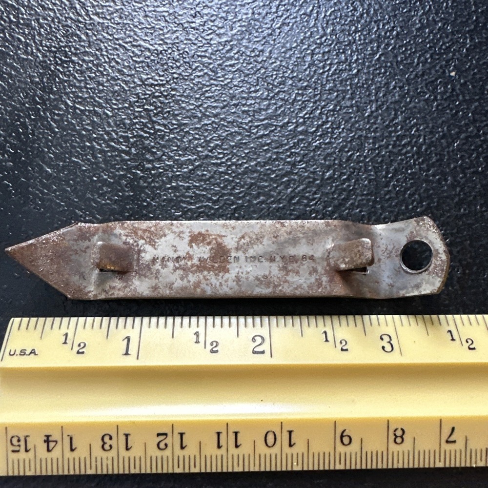 HANDY WALDEN INC 64 Beer Can Bottle Opener Metal Advertising Church Key Vtg